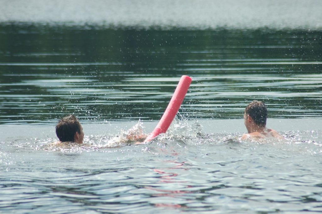 swimming in Bow Lake