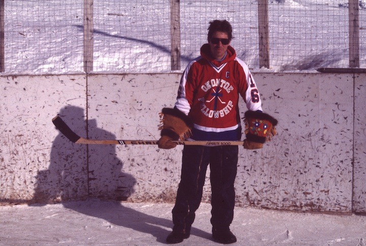 Dave Boeltl with a hockey stick