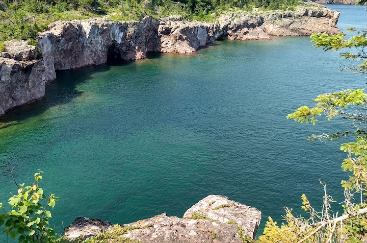 Lake Superior cove surrounded by rocky cliffs