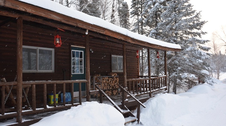 Okontoe's Garden Cabin exterior in winter