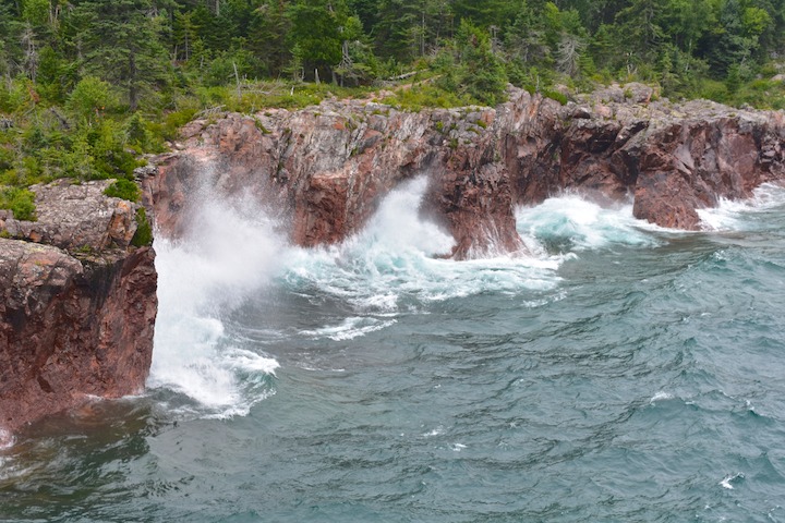 waves batter the rocky coast of Lake Superior
